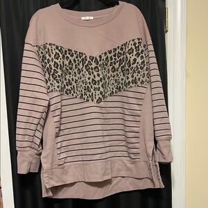 Leopard Print and Striped Sweatshirt